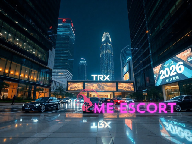 TRX Kuala Lumpur skyline at night with luxury cars