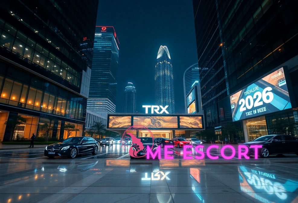 TRX Kuala Lumpur skyline at night with luxury cars